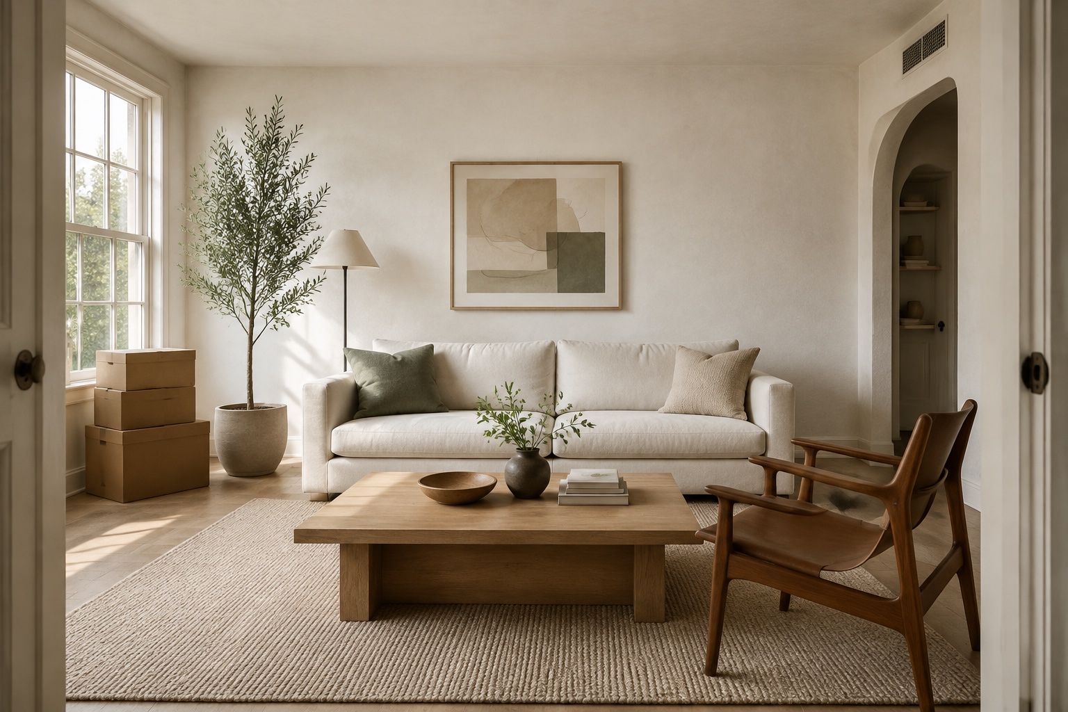 Illustrative furnished living room for a video survey